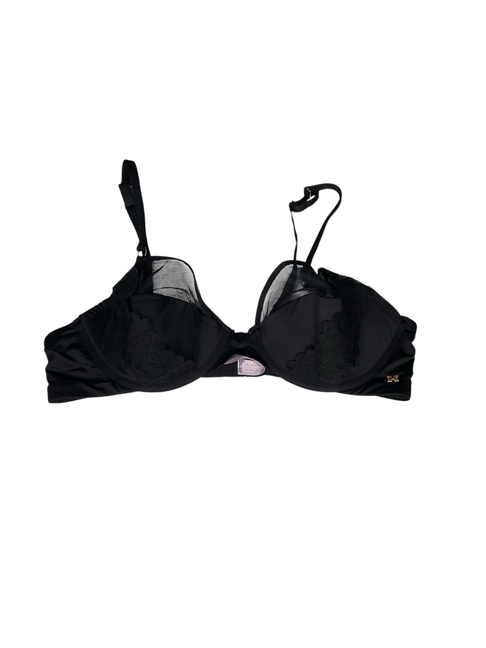 Savage X Fenty Black Sheer Lace Underwire Bra 40D Unlined Mesh Lingerie